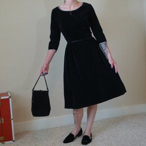 Vintage 1930's Style Little Black Velvet Dress